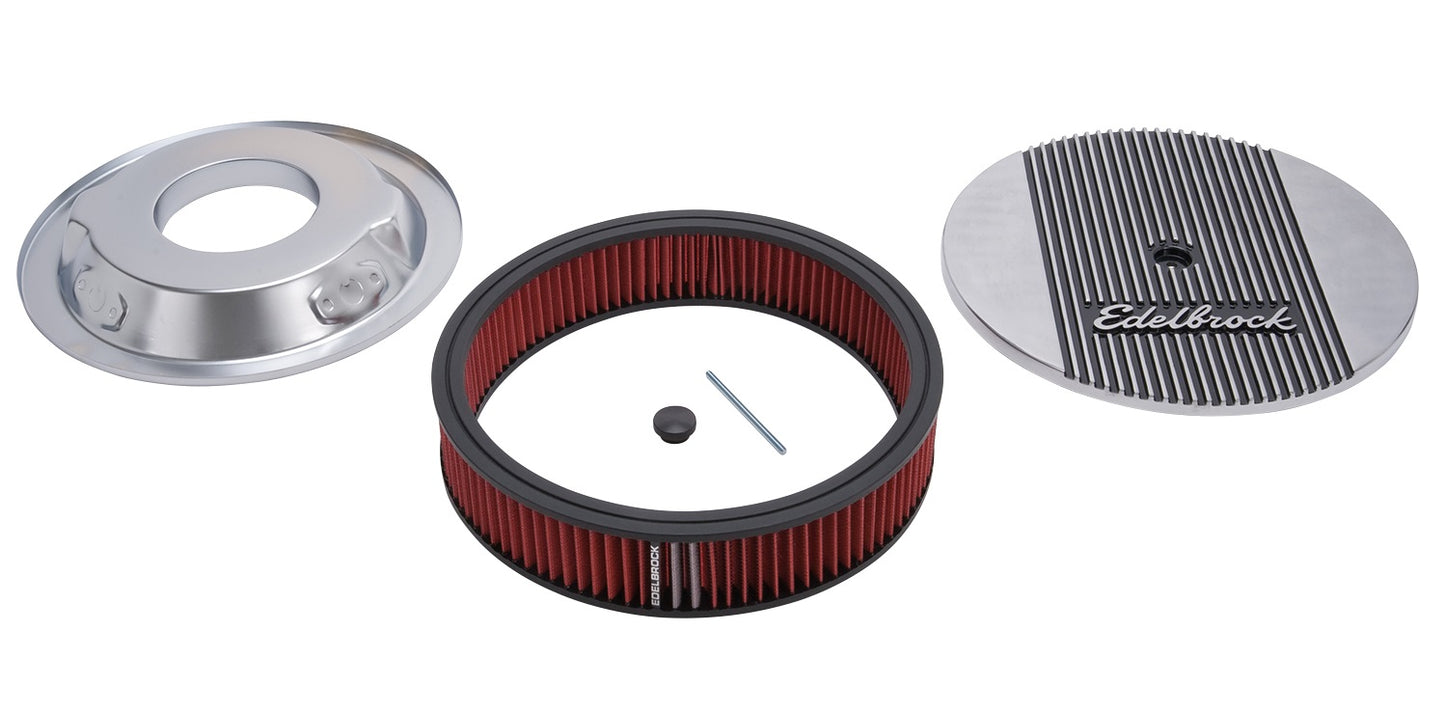 EDELBROCK ELITE 2 SERIES POLISHED 14" ROUND AIR CLEANER,3" PRO-FLO ELEMENT