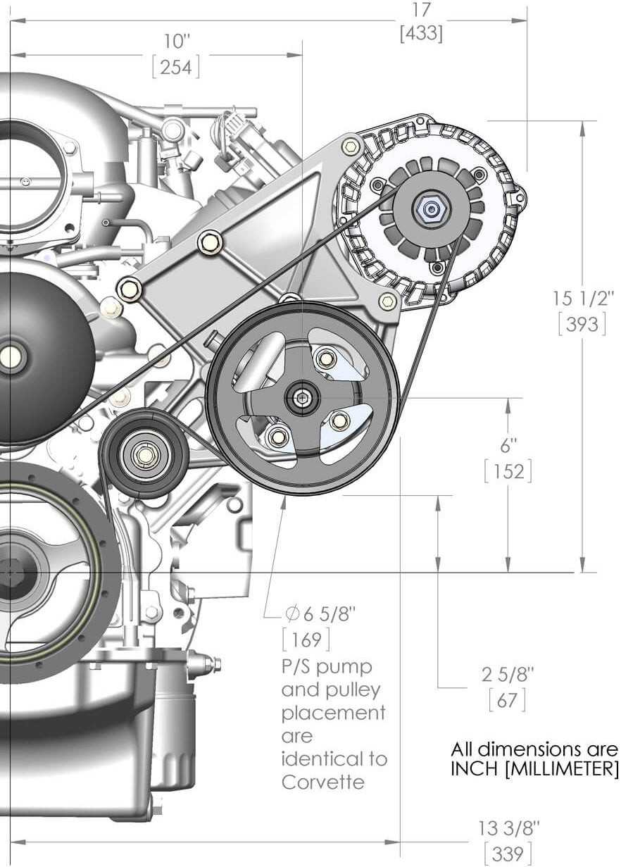 COMP HIGH DRIVE BRACKET KIT,LS/LT,ALTERNATOR & POWER STEERING,NATURAL