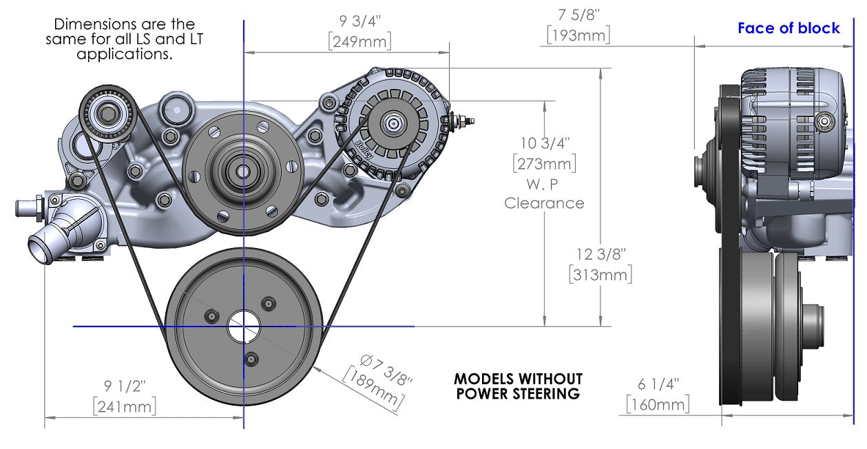 LS RACING FRONT ENGINE KIT,MID,ALTERNATOR,BLACK