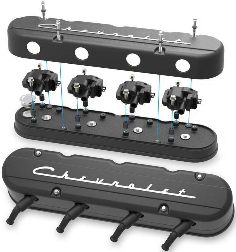 CHEVROLET SCRIPT VALVE COVER,2PC,GEN III/IV LS,BLACK