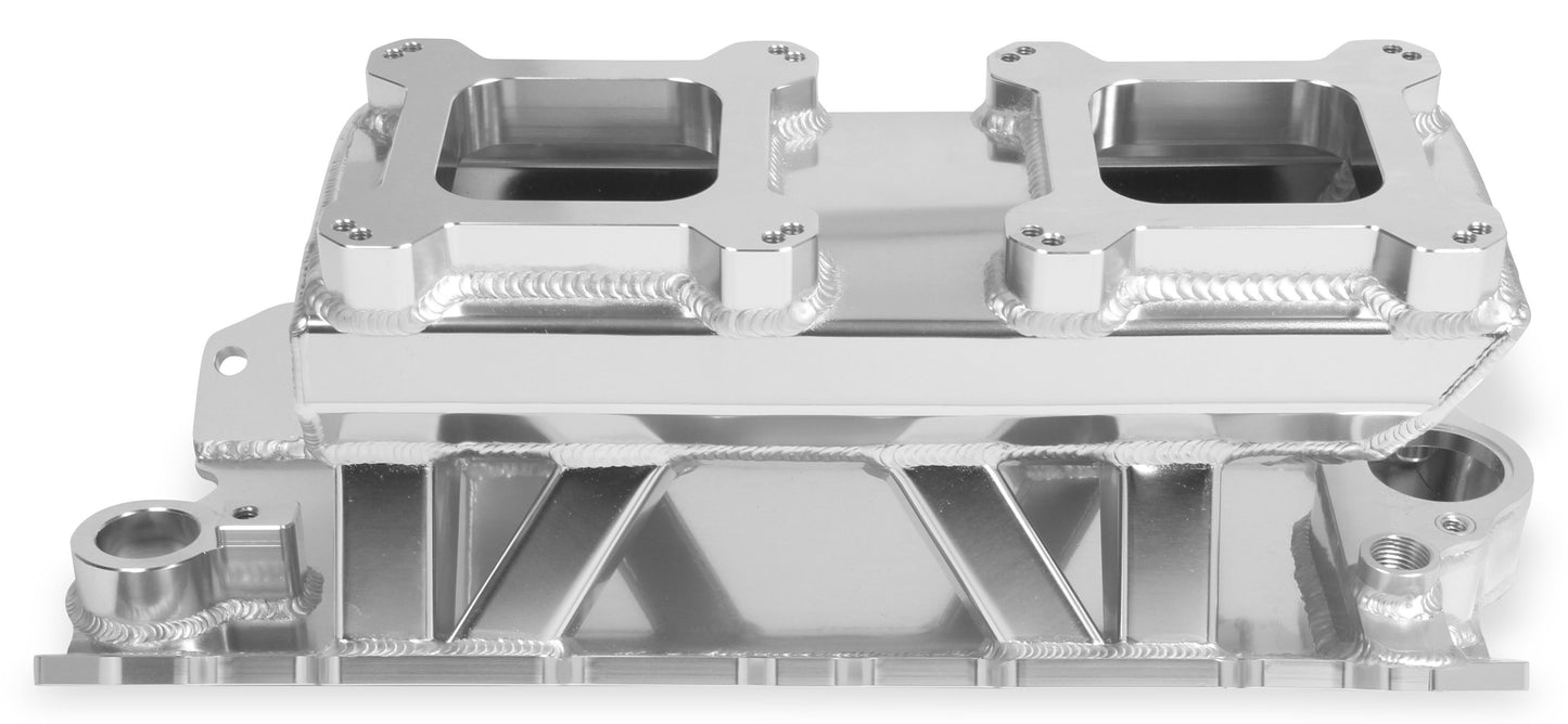 INTAKE MANIFOLD,SBC,4150 X 2,FAB,SILVER