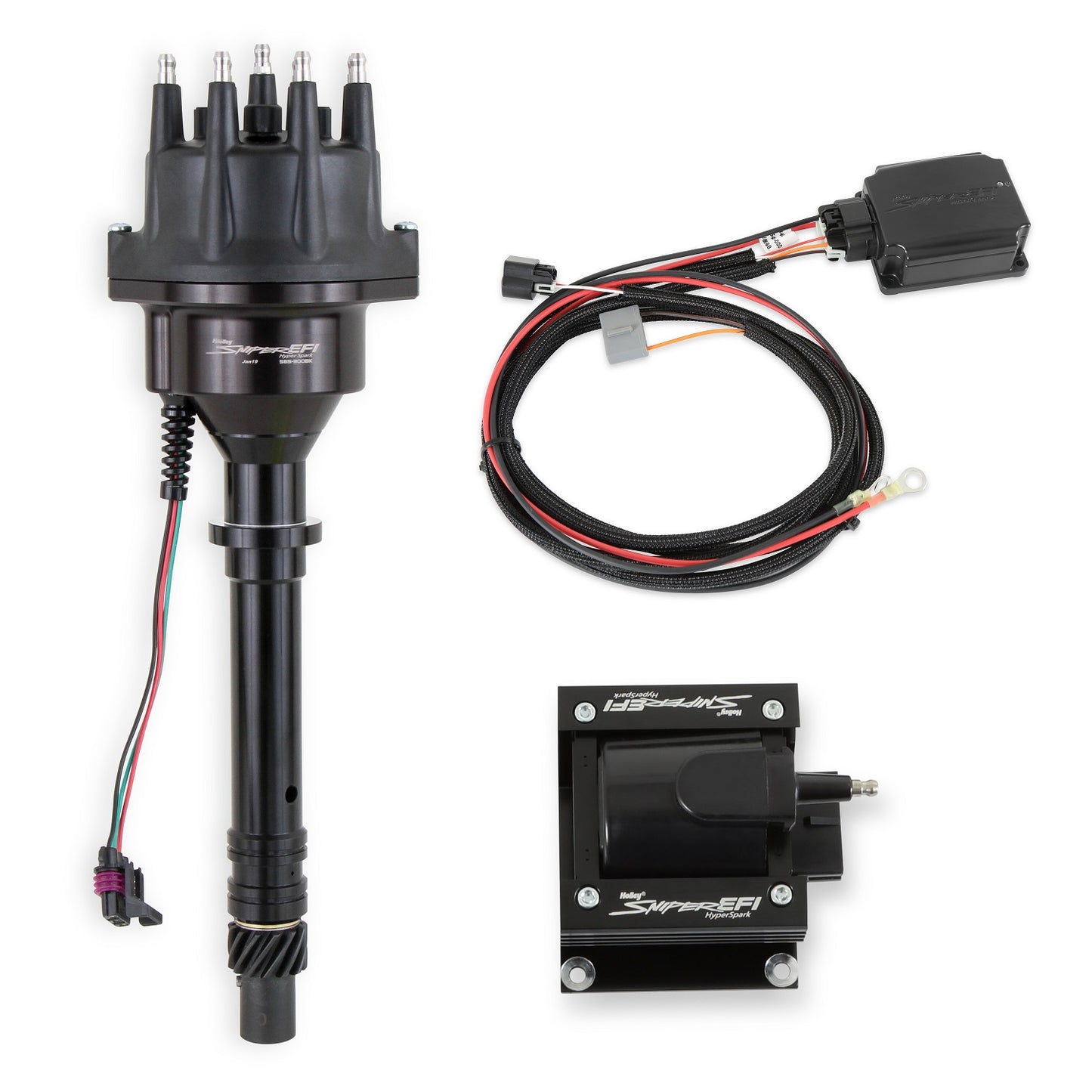 SNIPER 2 EFI HYPERSPARK IGNITION MASTER KIT,BOX,COIL,DISTRIBUTOR,BLACK,SBC,BBC