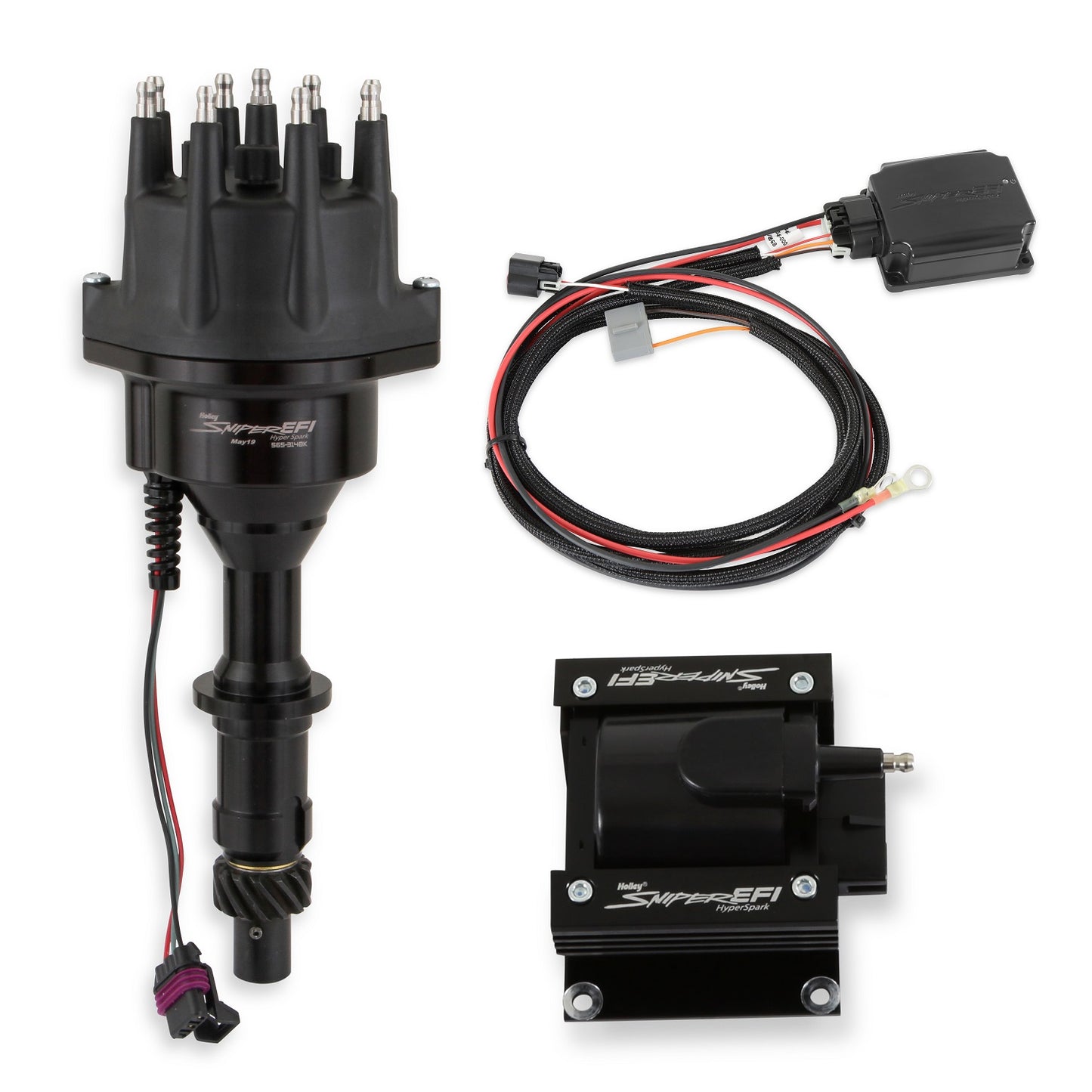 SNIPER 2 EFI HYPERSPARK IGNITION MASTER KIT,BOX,COIL,DISTRIBUTOR,BLK,PONTIAC V8