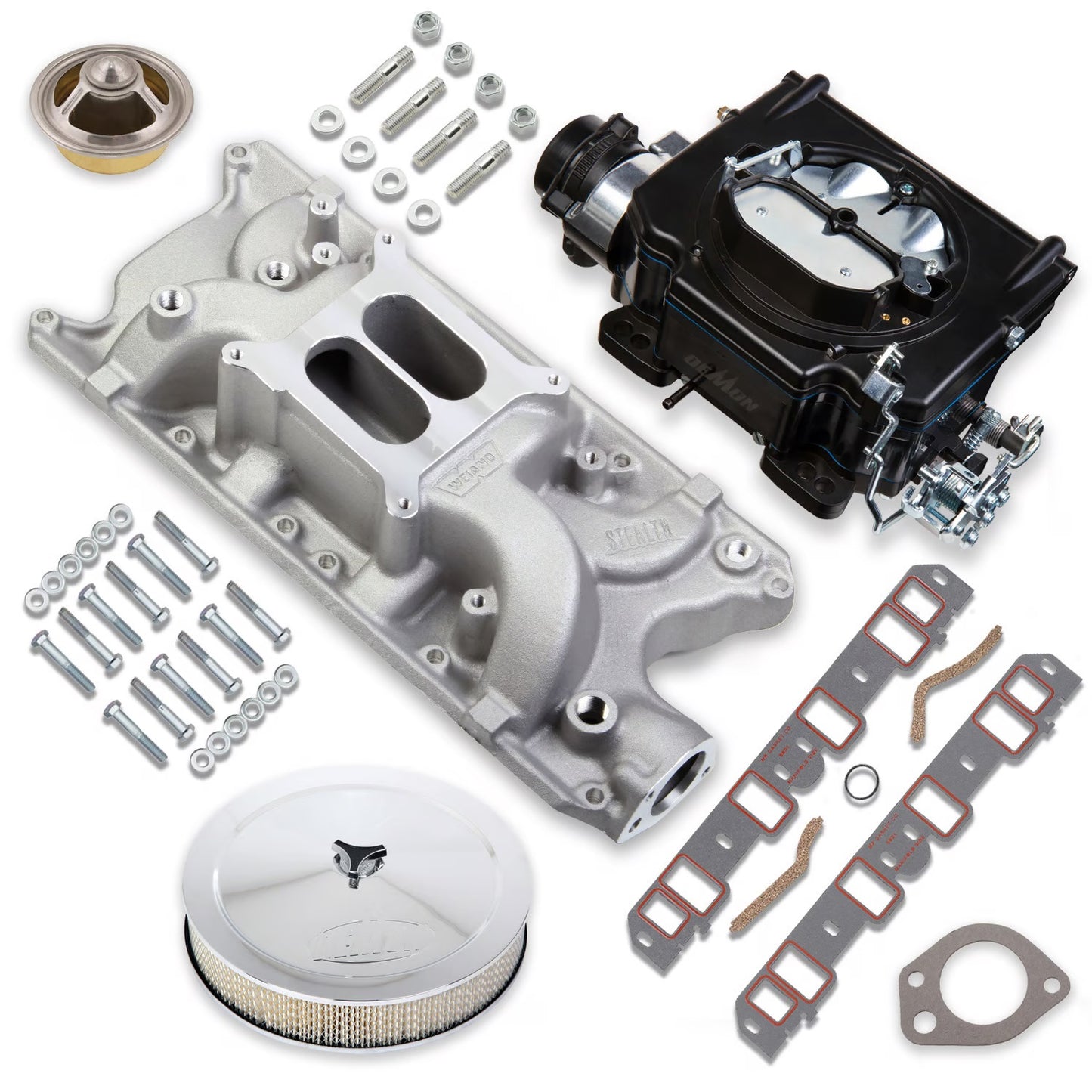 CARBURETOR & MANIFOLD KIT,750,SBF,HOLLEY STREET DEMON,BLACK