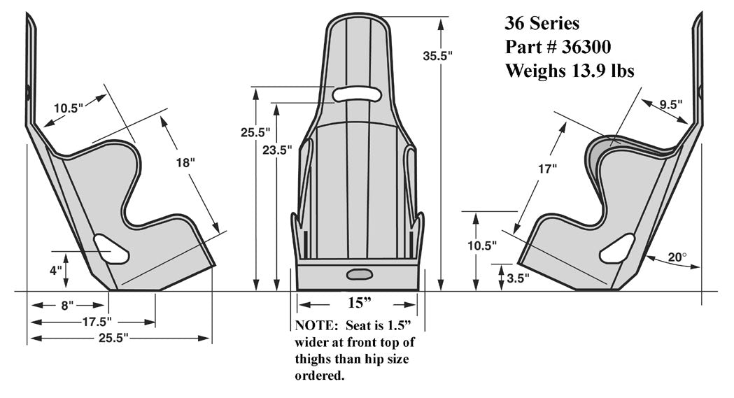 SEAT ONLY,LAYBACK,20 DEGREE,15"
