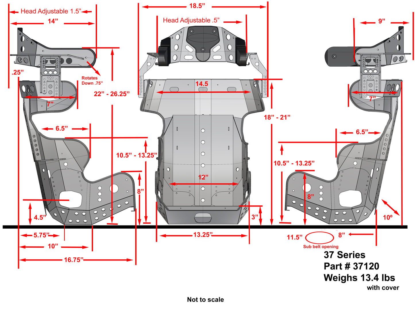 MICRO/MINI-SPRINT CONTAINMENT SEAT,12"