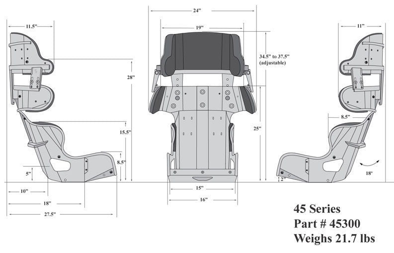ROAD RACE/DRAG FULL CONTAINMENT SEAT,15"