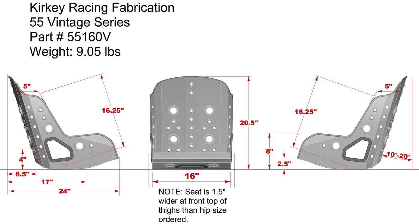 VINTAGE CLASS BUCKET SEAT ONLY,16"