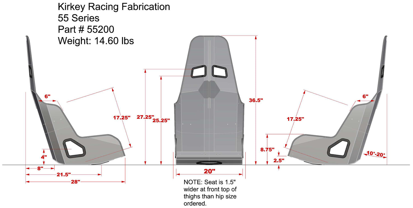 INTERMEDIATE PRO DRAG RACE SEAT ONLY,20"