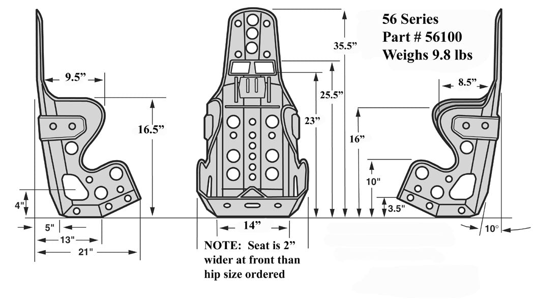 SEAT ONLY,10 DEGREE UPRIGHT,14",DELUXE