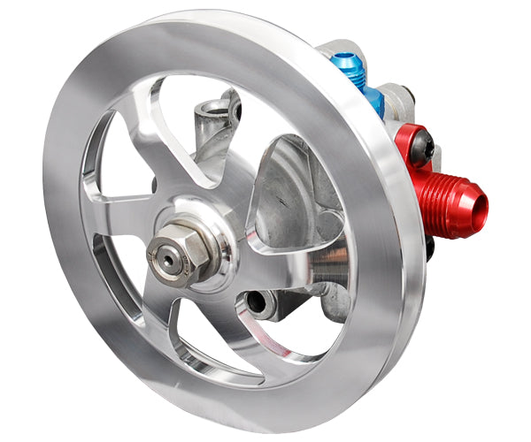 PS PUMP W/PULLEY,POLISHED V-BELT,ALUM.