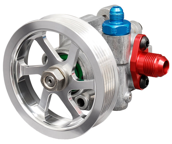 PS PUMP W/PULLEY,POLISHED SERPENTINE,ALU