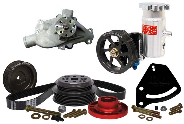 SBC SERPENTINE KIT,BLOCK MOUNT POWER STEERING,15% RED.