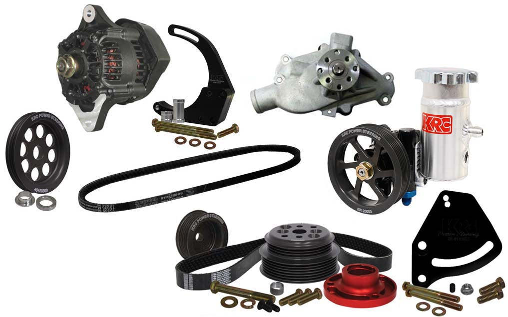 SBC SERPENTINE KIT,BLOCK MOUNT POWER STEERING,30%,DENSO ALTERNATOR KIT