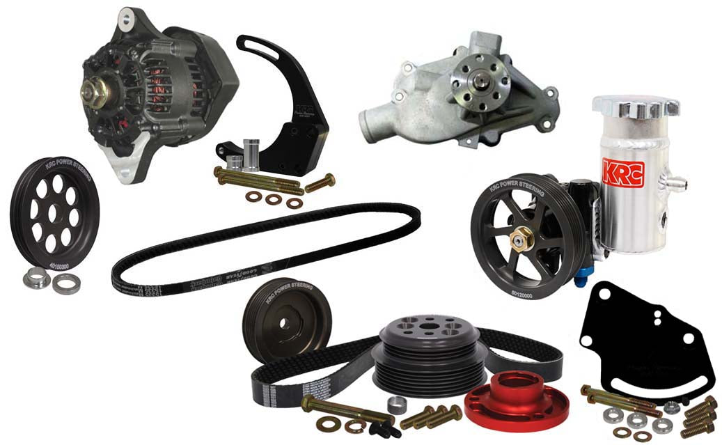 SBC SERPENTINE KIT,HEAD MOUNT POWER STEERING,15%,DENSO ALTERNATOR KIT