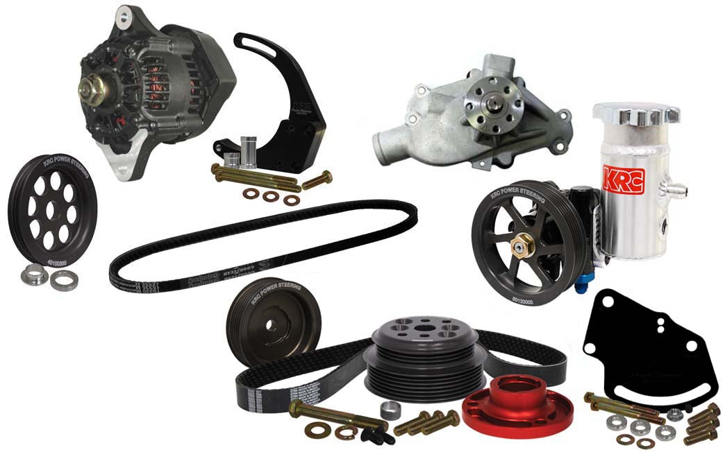 SBC SERPENTINE KIT,HEAD MOUNT POWER STEERING,1:1,DENSO ALTERNATOR KIT