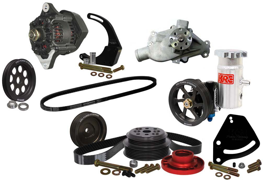 SBC SERPENTINE KIT,BLOCK MOUNT POWER STEERING,1:1,DENSO ALTERNATOR KIT
