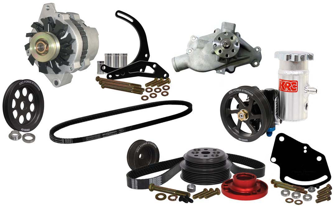 SBC SERPENTINE KIT,HEAD MOUNT POWER STEERING,30%,DELCO ALTERNATOR KIT
