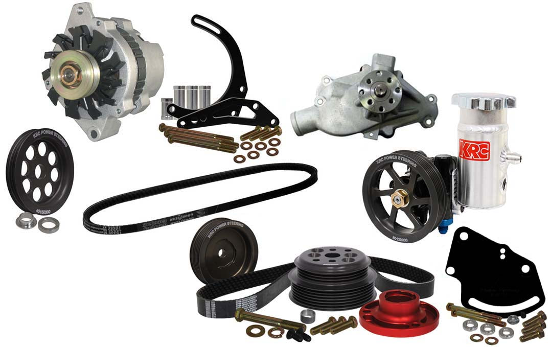 SBC SERPENTINE KIT,HEAD MOUNT POWER STEERING,1:1,DELCO ALTERNATOR KIT