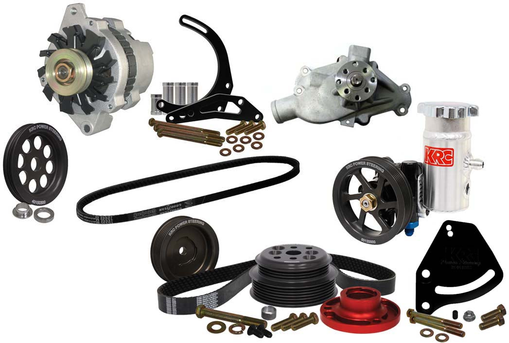 SBC SERPENTINE KIT,BLOCK MOUNT POWER STEERING,1:1,DELCO ALTERNATOR KIT