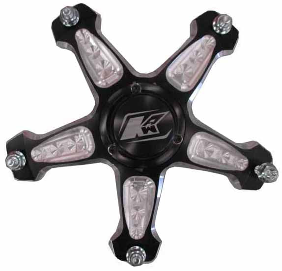 SPRINT CAR ALUMINUM HUB,BLACK,5 SPOKE,5 PIN,W/BEARINGS