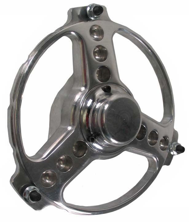 SPRINT CAR ALUMINUM HUB,POLISH,3 SPOKE,3 PIN,W/BEARINGS