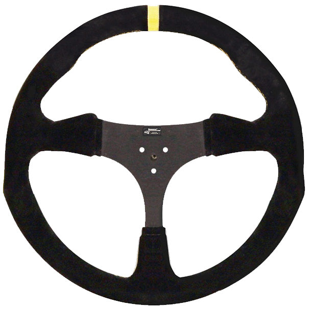 STEERING WHEEL,13" KART,BLACK,FLAT,SUEDE