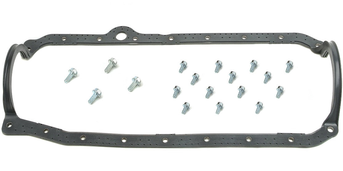 OIL PAN GASKET,SBC,86-02,1 PC,W/BOLT KIT