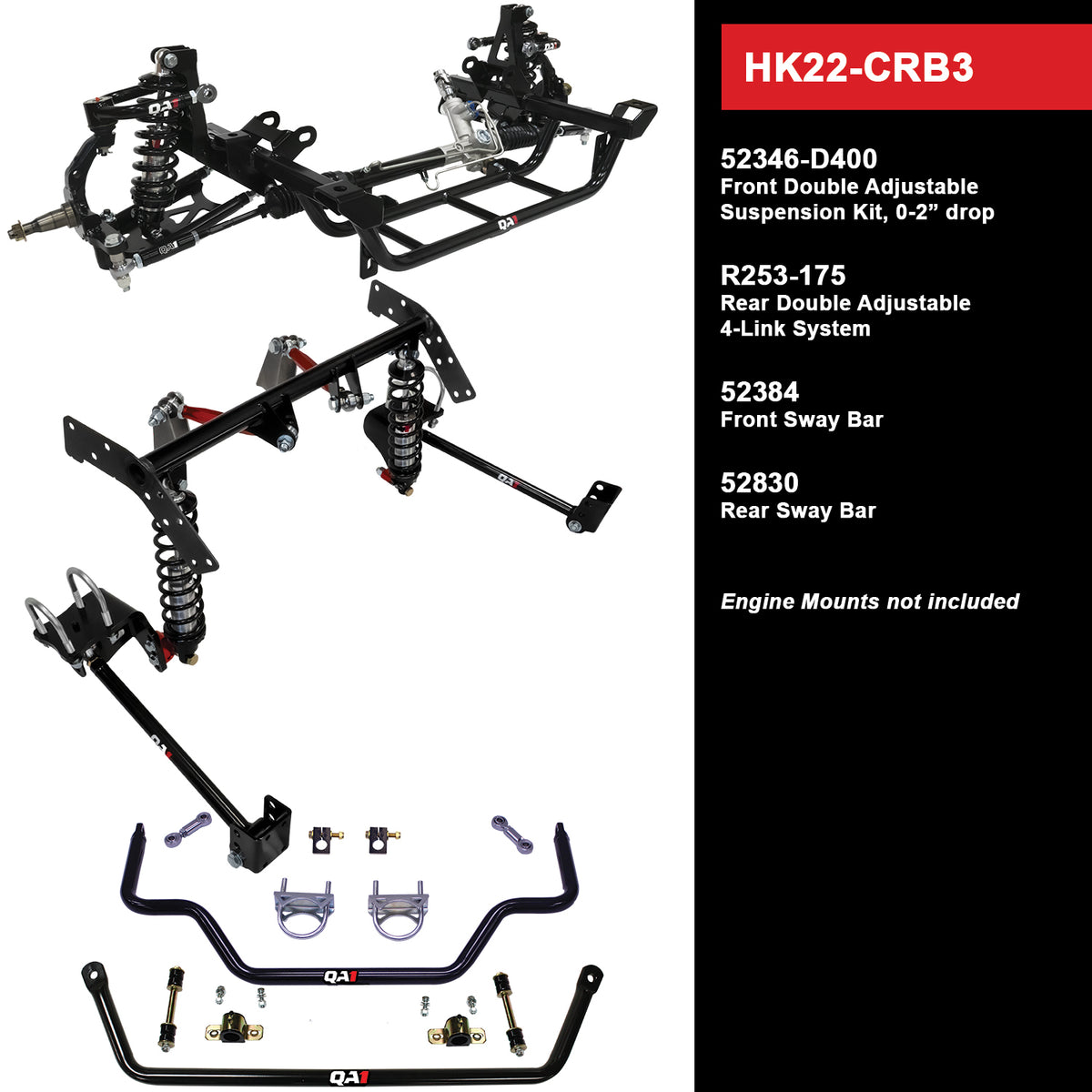 HANDLING KIT,LEVEL 2,MOPAR B-BODY,68-70 MOPAR B-BODY,0-2" DROP