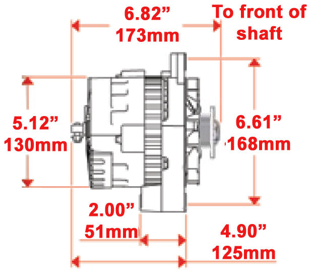 ALTERNATOR,CS130C STR,105AMP,SERPENTINE,CHROME