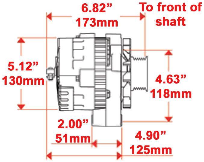ALTERNATOR,CS130B LEFT,140AMP,SERPENTINE,CHROME