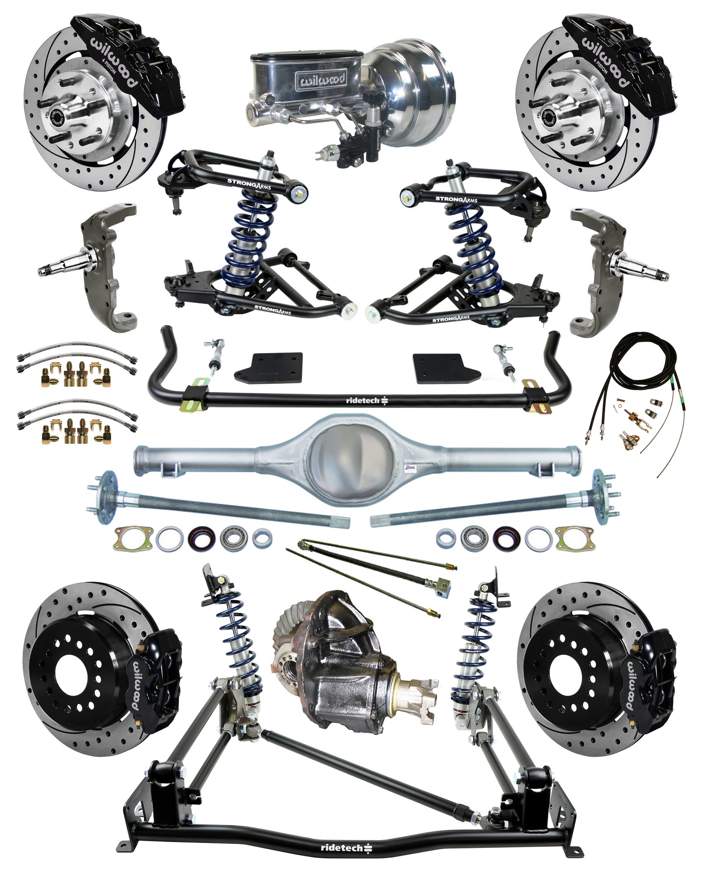 COILOVER & 4-LINK SYSTEM,CURRIE REAR END,WILWOOD 12" DRILLED,6 PISTON FRONT,BLCK