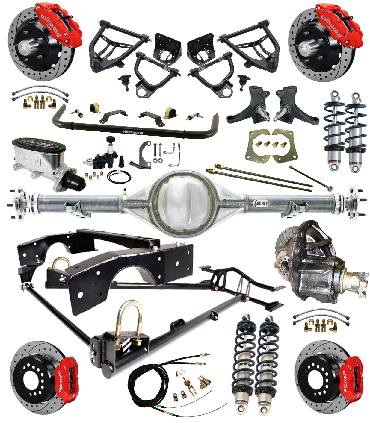 COILOVER,ARMS,CURRIE REAR,WILWOOD 13/12",DRILLED,RED