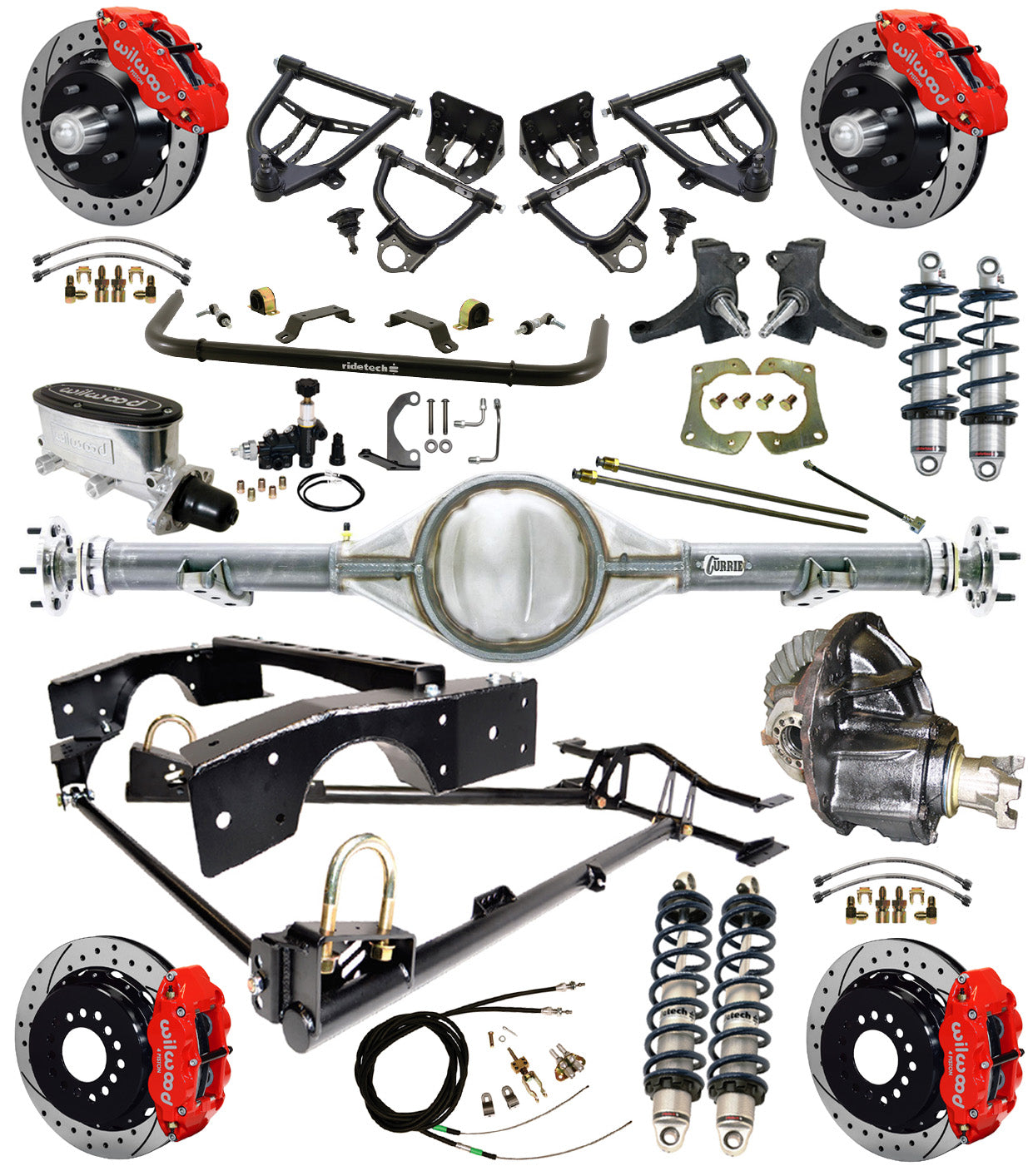 COILOVER,ARMS,CURRIE REAR,WILWOOD 13" DRILLED,RED,63-70 C10