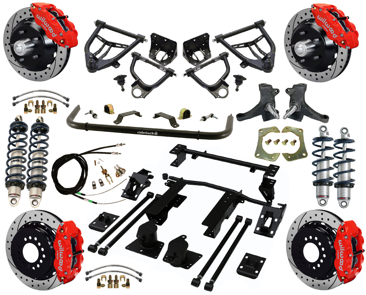 COILOVER & ARMS,WILWOOD 13" BRAKES,DRILLED,RED