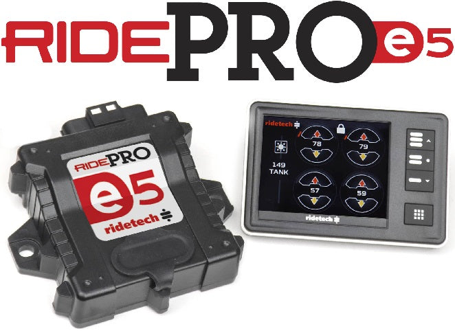 RIDEPRO E5 AIR RIDE CONTROL SYSTEM,5 GALLON DUAL COMP AIRPOD,1/4" VALVES