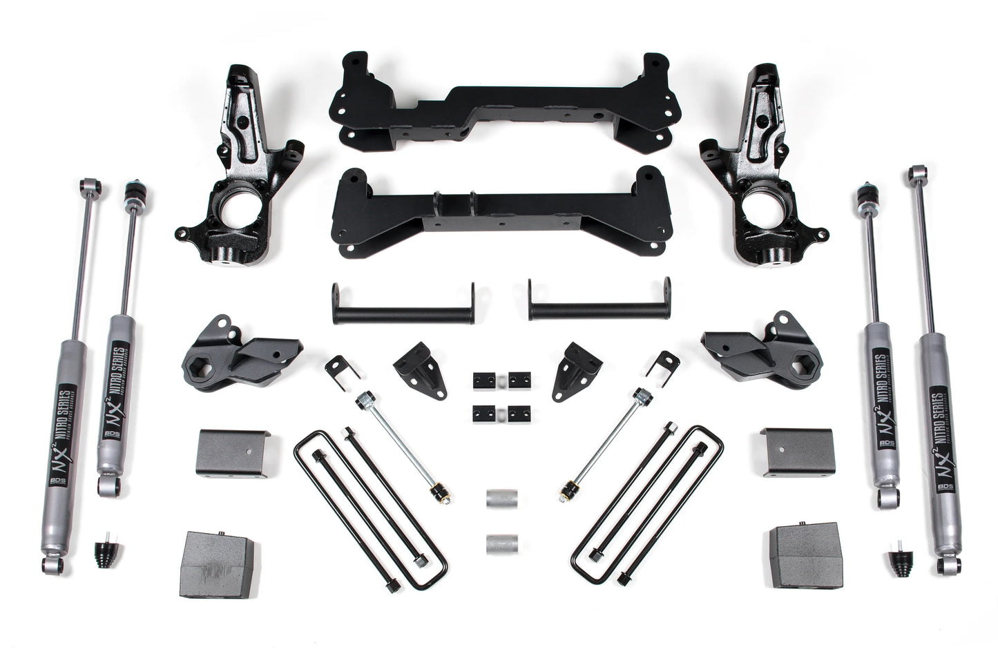 BDS 01-10 GM 2500,2500HD 2WD,CARRIER BELOW CROSS,7" LIFT KIT,WITH NITRO SHOCKS