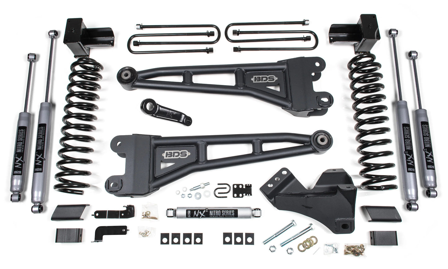 BDS 17-19 FORD F-250,F-350,4WD,GAS,4" LIFT,RADIUS,5"BLOCK,3 LEAF,NITRO SHOCKS
