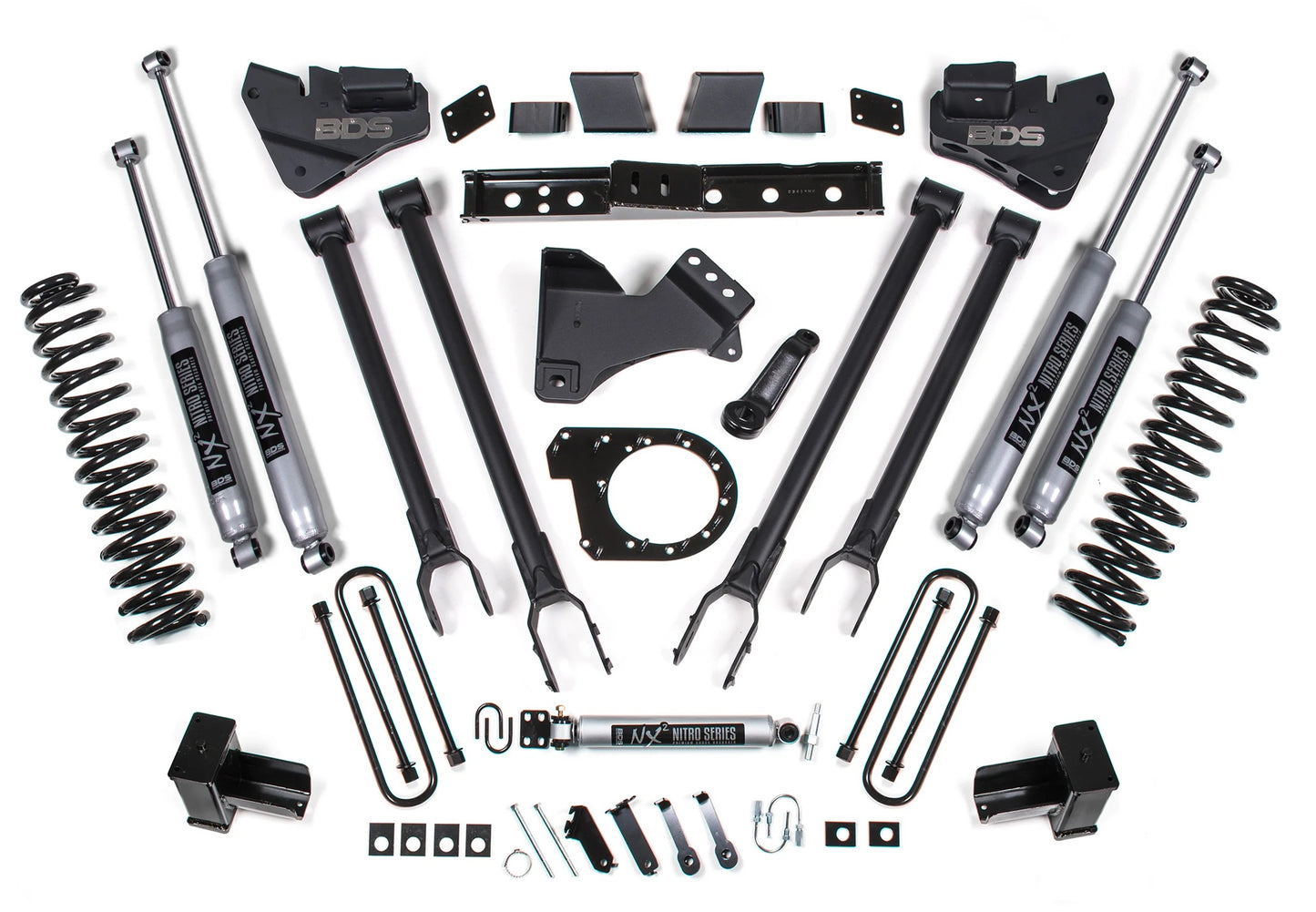 BDS 17-19 FORD F-250,F-350,4WD,DIESEL,6" LIFT,4-LINK,2-LEAF MAIN,NITRO SHOCKS