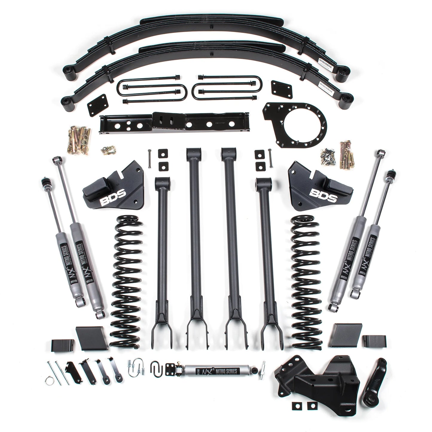 BDS 17-19 FORD F-250,F-350,4WD,DIESEL,6" LIFT,4-LINK,LEAF SPRING,NITRO SHOCKS