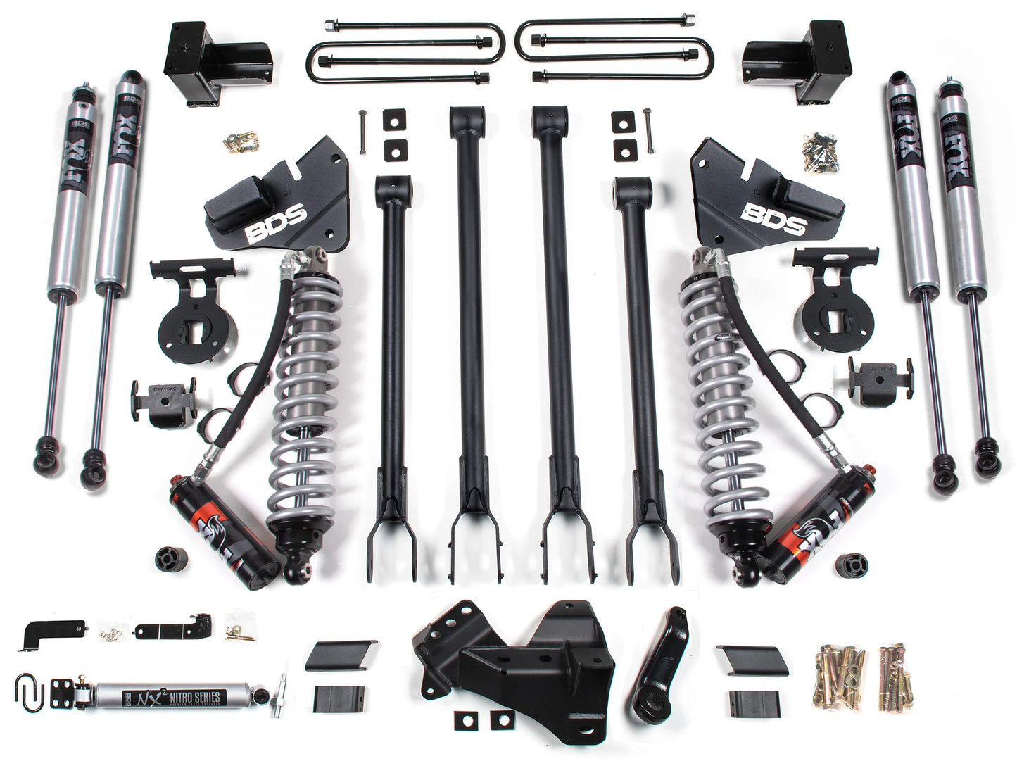 BDS 2017-2019 F250,F350 4WD 2-LEAF 4" 4-LINK SUSP. LIFT,2" REAR,FOX COILOVER