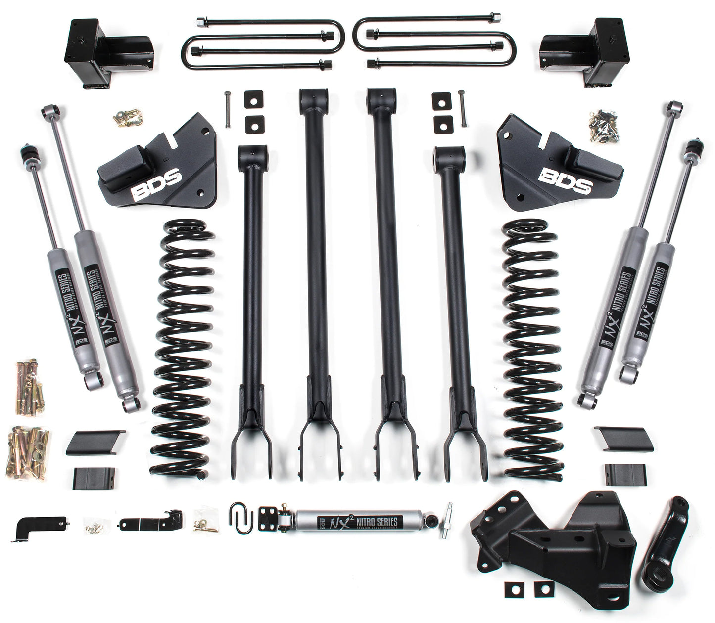 BDS 2017-2019 F250,F350 4WD DIESEL 3-LEAF 4" 4-LINK LIFT KIT,NX2 SHOCKS