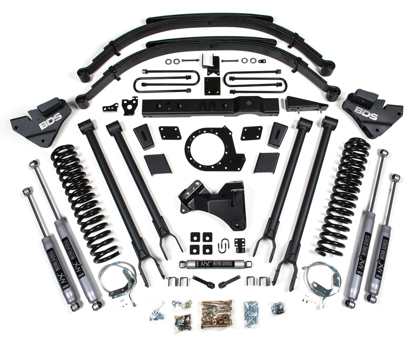 BDS 2017-2019 FORD F-250,F-350 SUPER,4WD,DIESEL 8" LIFT,4-LINK,NITRO SHOCKS