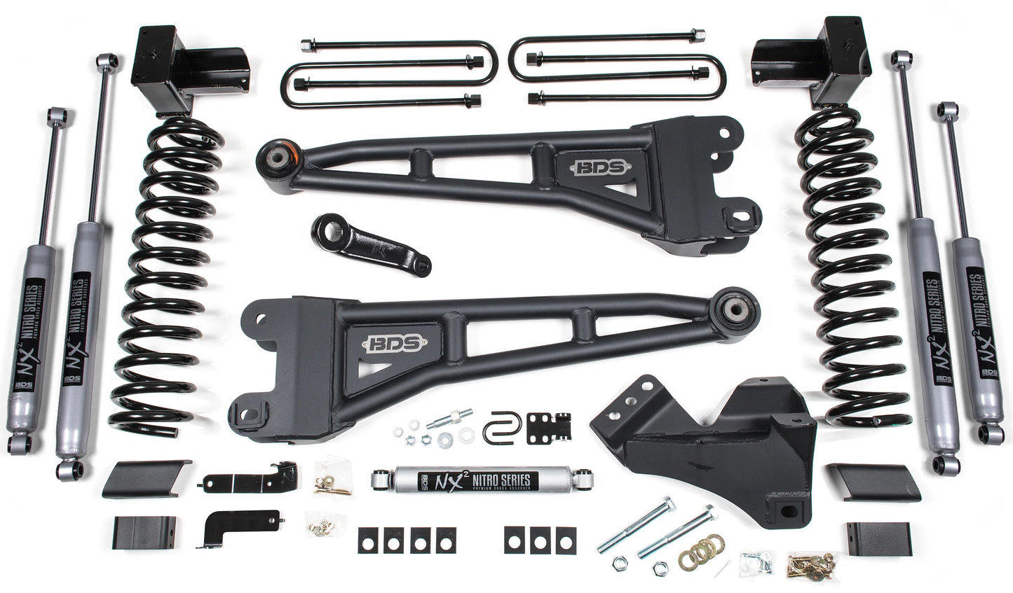BDS 17-19 FORD F-350 4WD,DRW,GAS,4" RADIUS LIFT,BLOCK,NITRO SHOCKS