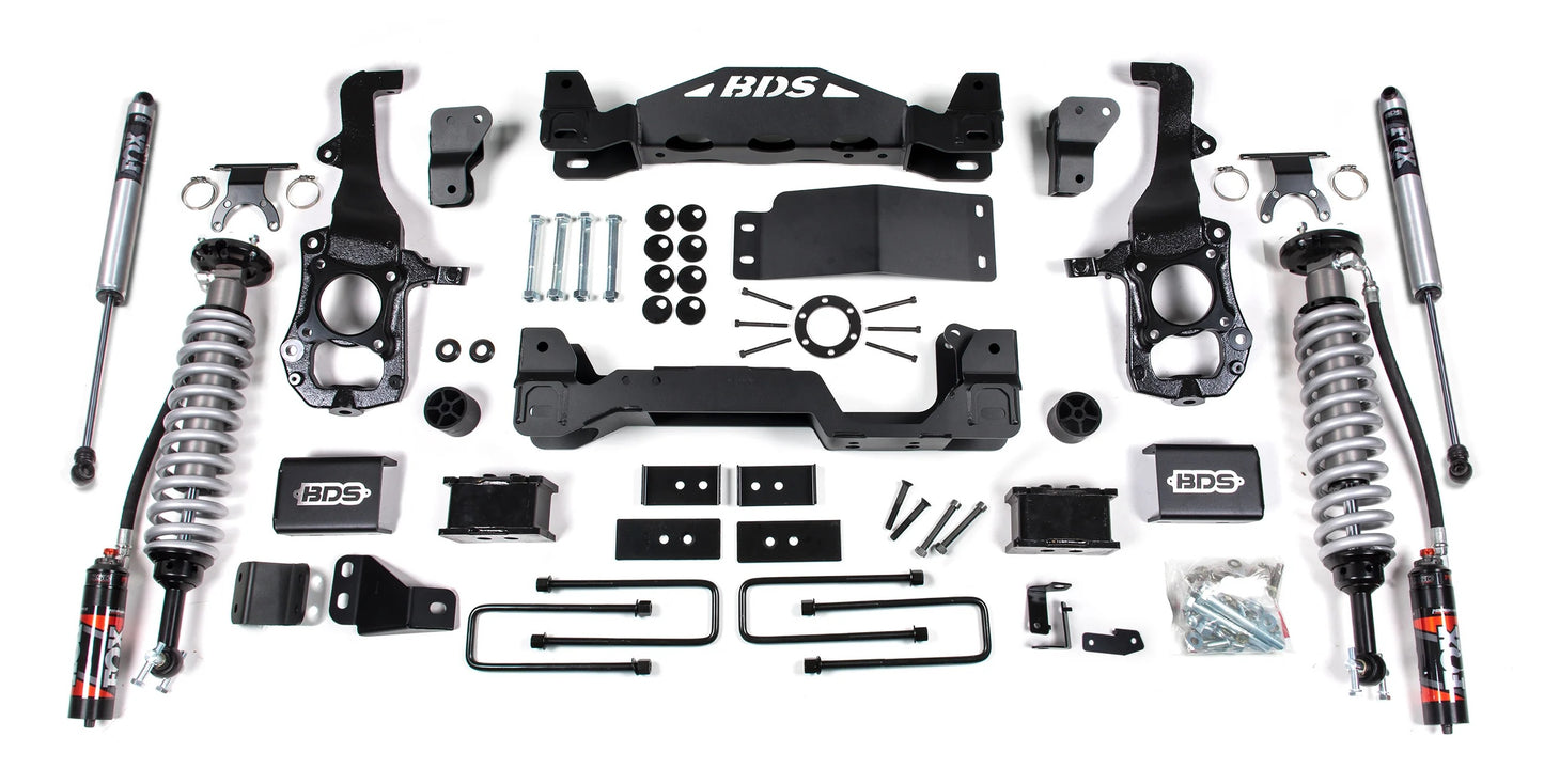 BDS 2021-2025 FORD F-150 4WD,4" LIFT KIT,3" BLOCK,FOX 2.5 COILOVER,FOX 2.0 SHOCK