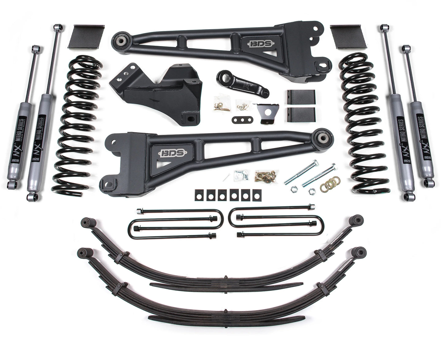BDS 11-16 FORD F-250/F-350,GAS,4WD,6" RADIUS LIFT,2" FACTORY BLOCK,NITRO SHOCKS