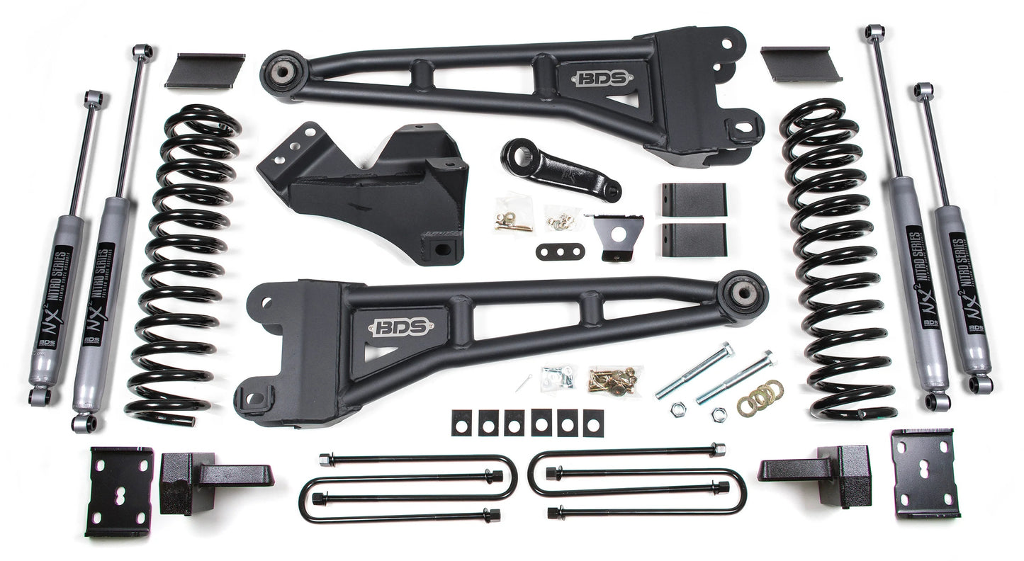 BDS 2011-2016 F250,F350 4WD DIESEL 4" RADIUS ARM LIFT,4" BLOCK,NX2 SHOCKS