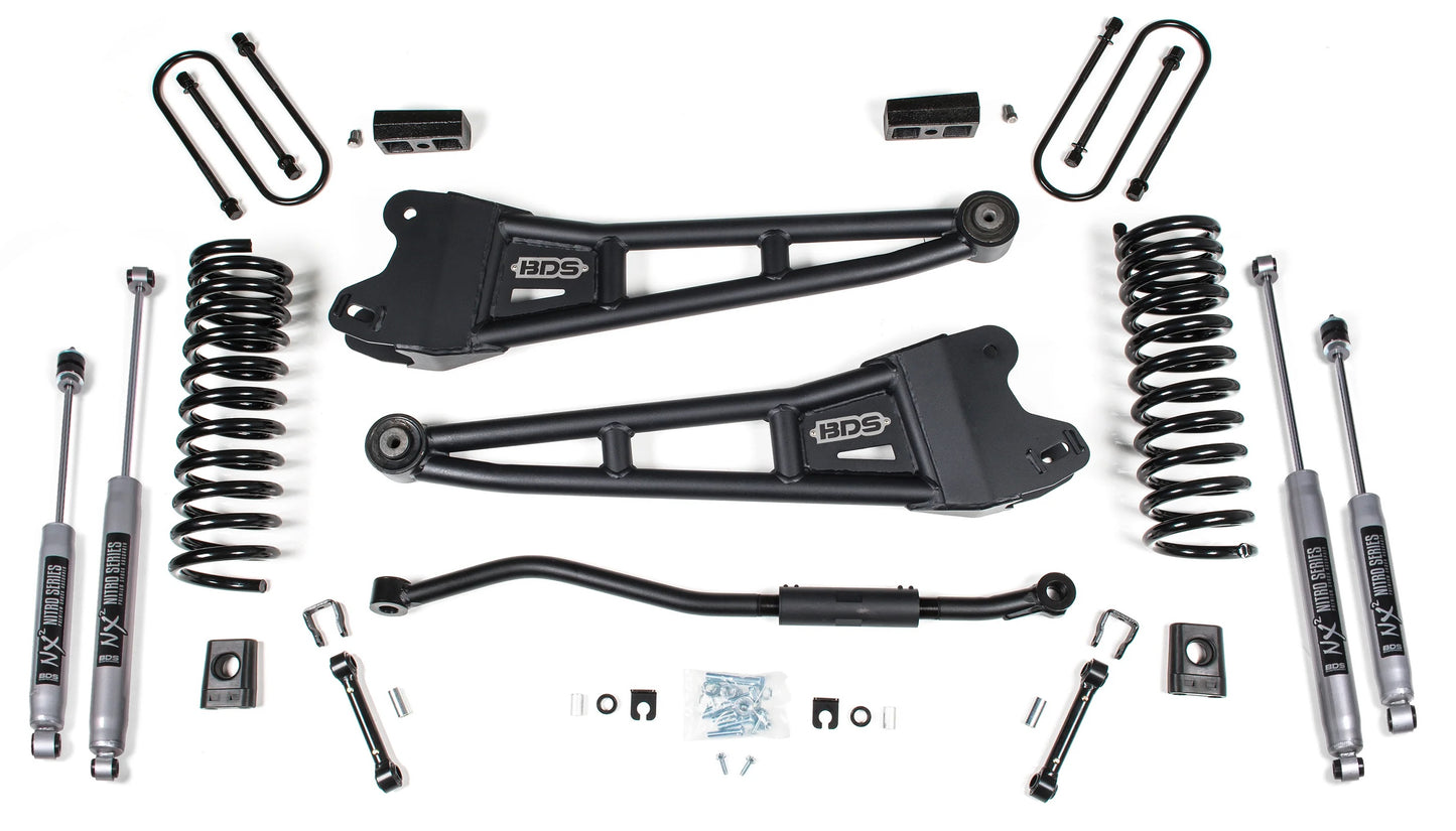 BDS 2013-2018 RAM 3500 4WD,DIESEL,3" RADIUS ARM LIFT KIT,BLOCKS,NITRO SHOCKS