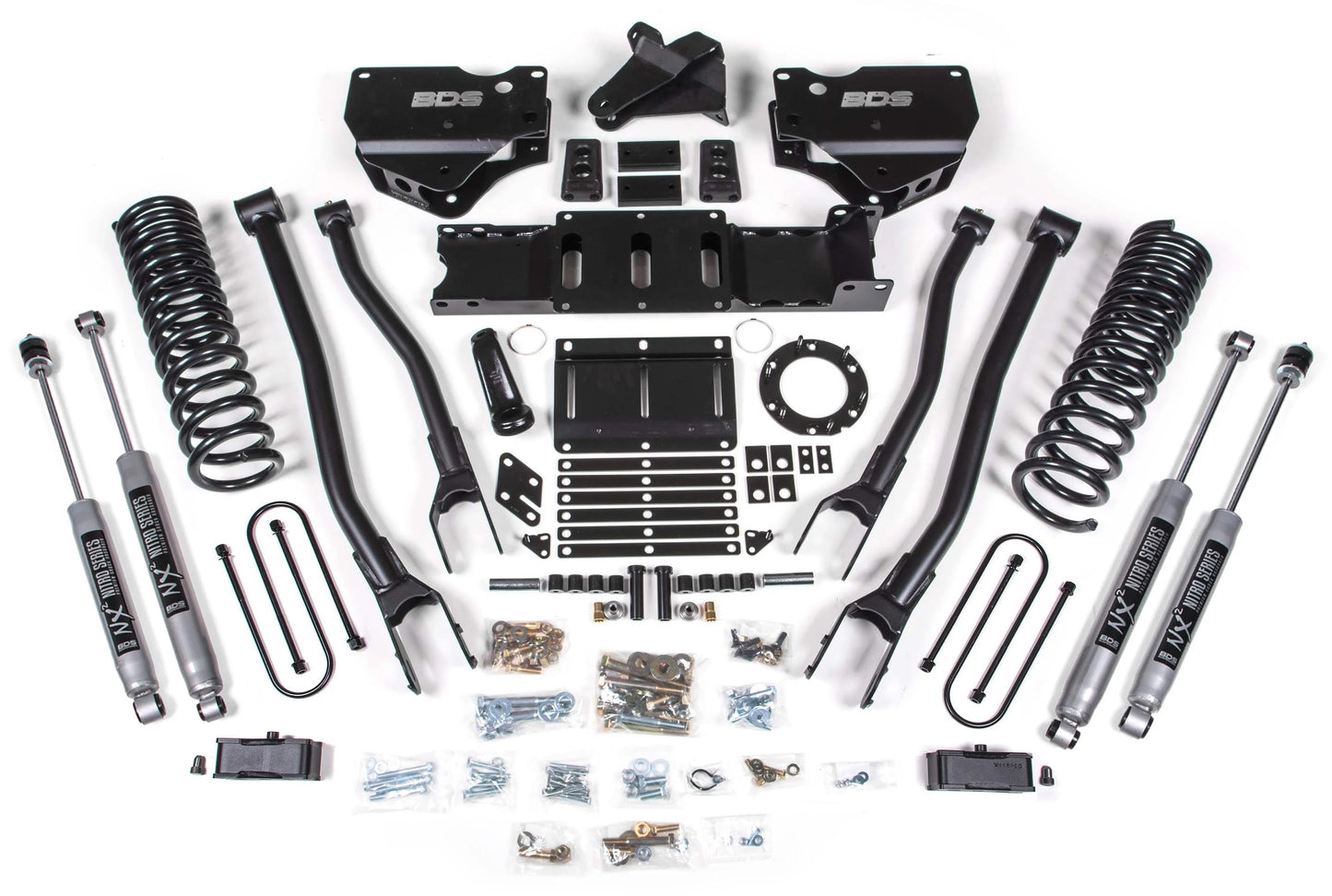 BDS 2019-2024 RAM 3500 4WD,DIESEL,4" LIFT,4-LINK,6-BOLT,2" BLOCK,NITRO SHOCKS