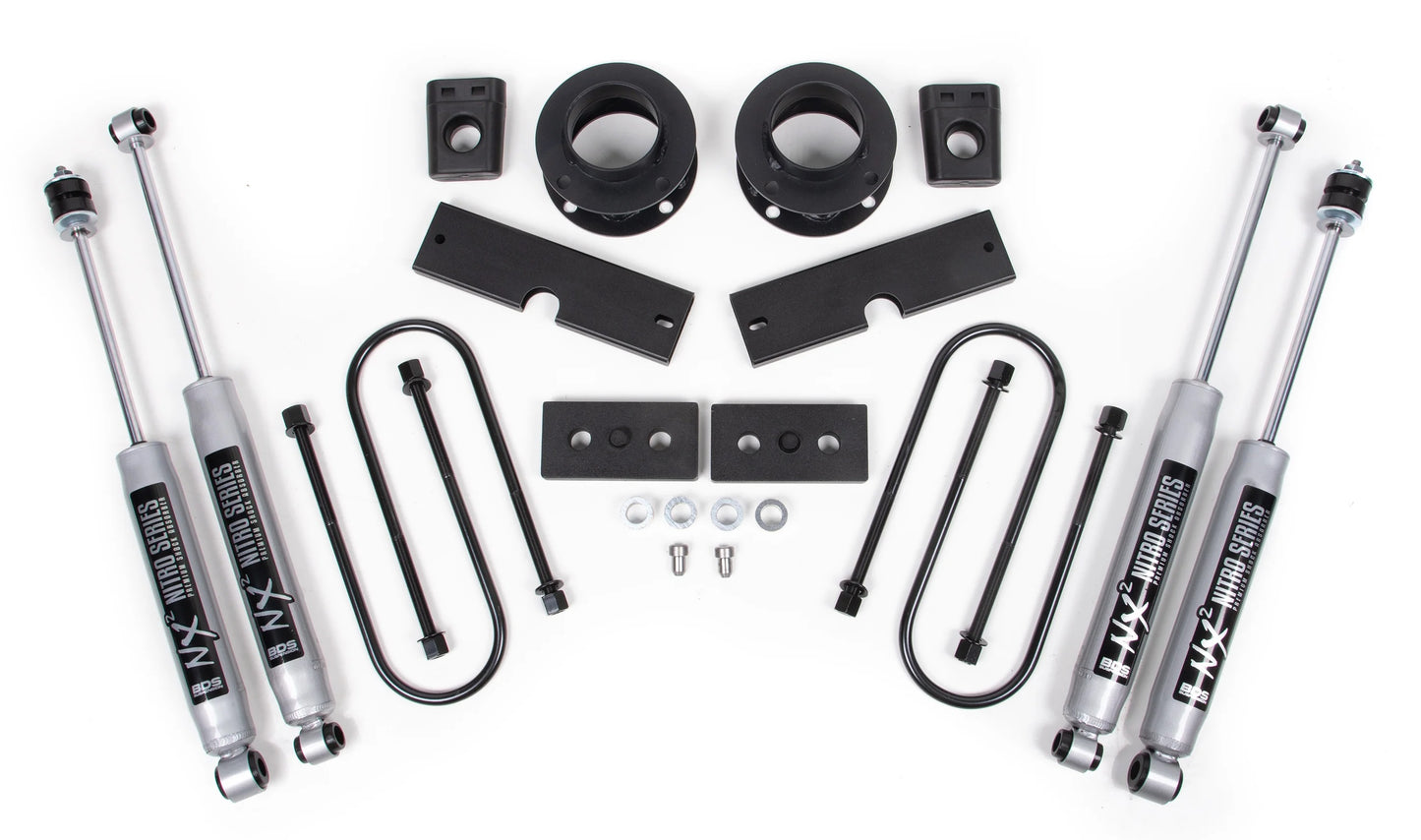 BDS 2013-2026 RAM 3500 2" AIR RIDE LIFT,FRONT COIL SPACER,BLOCK,NITRO SHOCKS